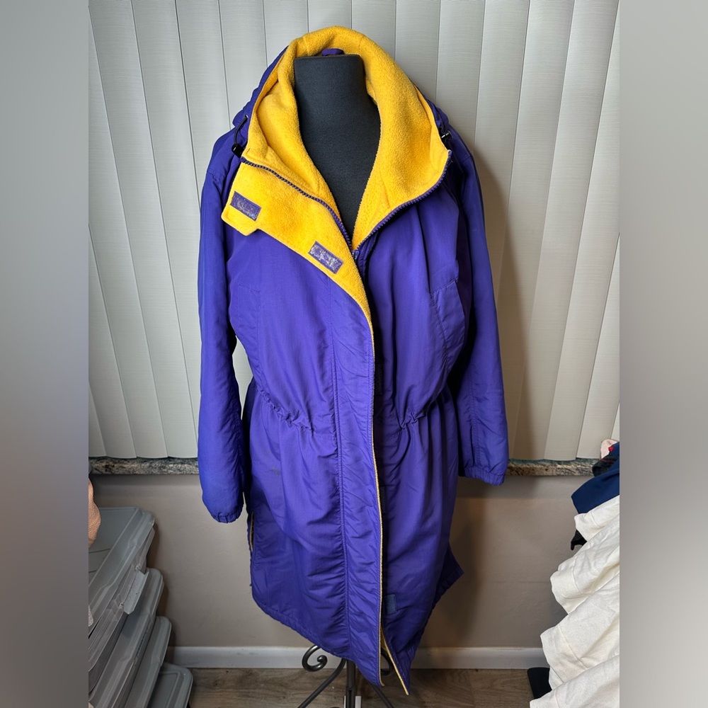Lands' End Direct Women Yellow Purple Insulated Coat Size Medium 10/12